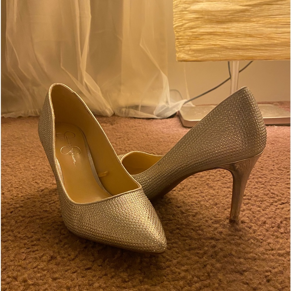 Jessica Simpson silver studded heels